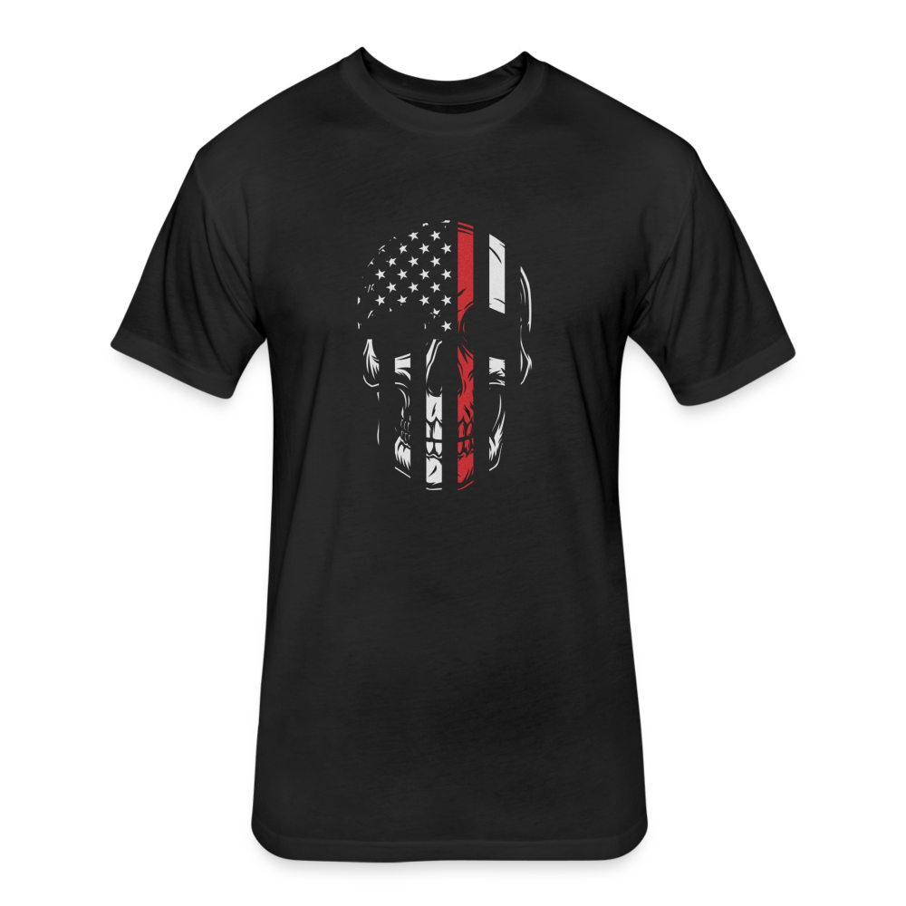 Unisex Poly/Cotton T-Shirt by Next Level - Thin Red Line Skull - black