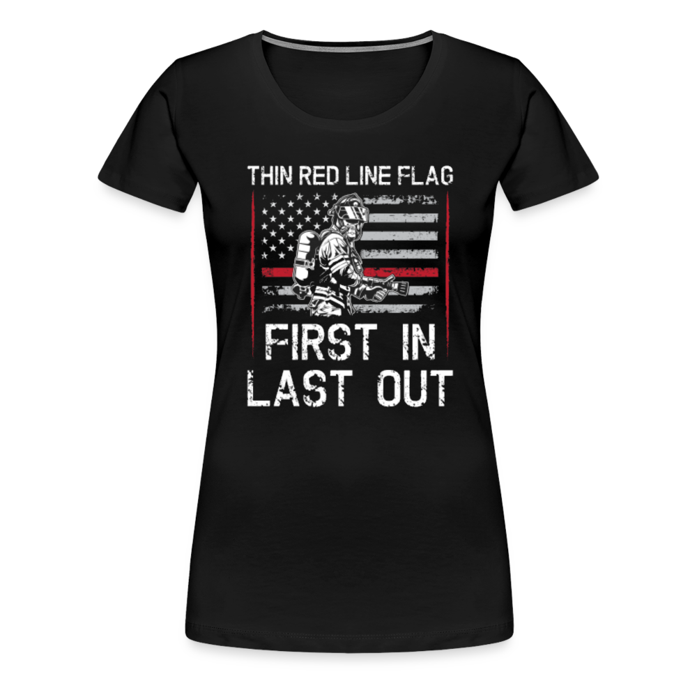 Women’s Premium T-Shirt - Thin Red Line Flag - First In - black