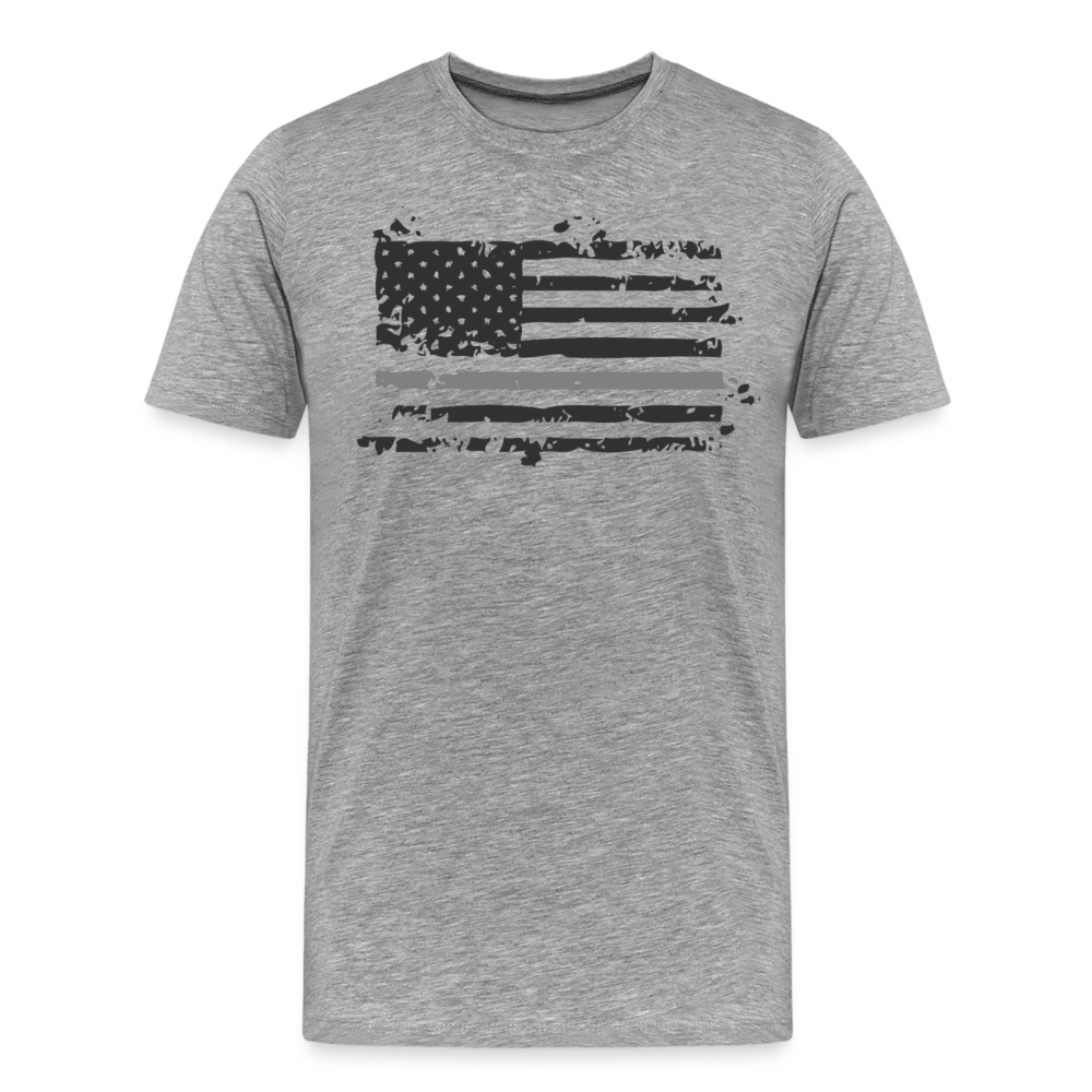 Men's Premium T-Shirt - Distressed Silver Line Flag - heather gray