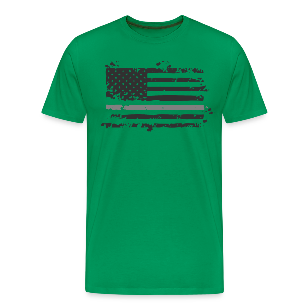 Men's Premium T-Shirt - Distressed Silver Line Flag - kelly green
