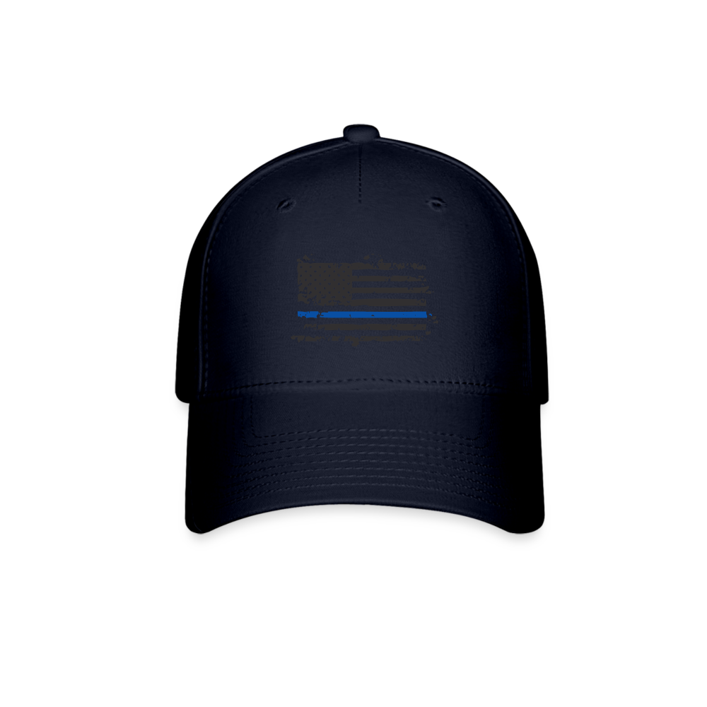 Flexfit Baseball Cap -  Distressed Blue Line Flag - navy
