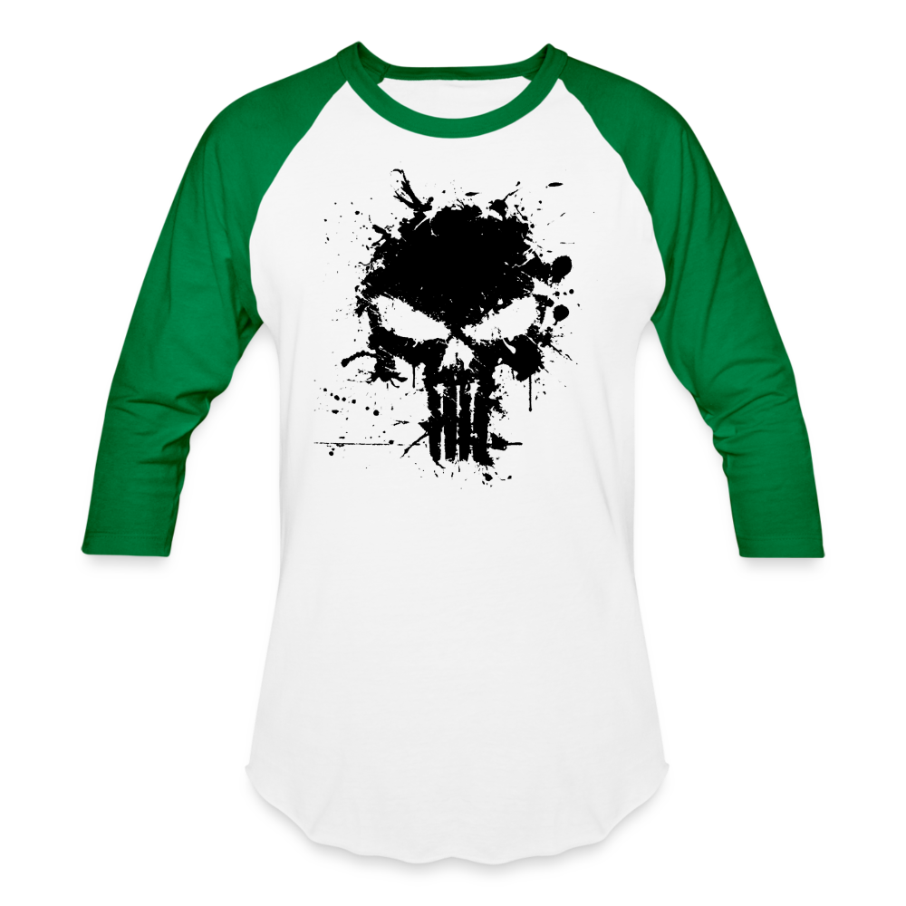 Baseball T-Shirt - Punisher Splatter - white/kelly green