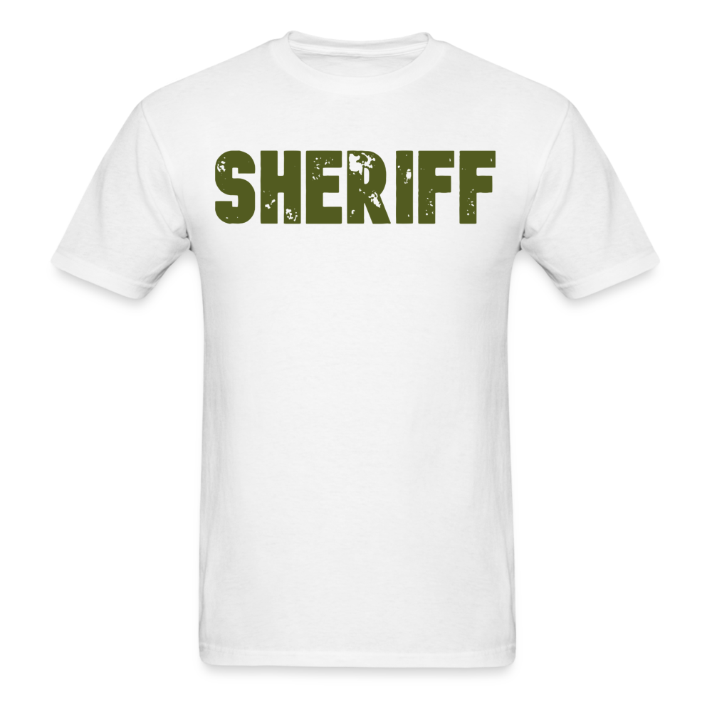 Unisex Classic T-Shirt - Sheriff Front & Back - OD Green - white