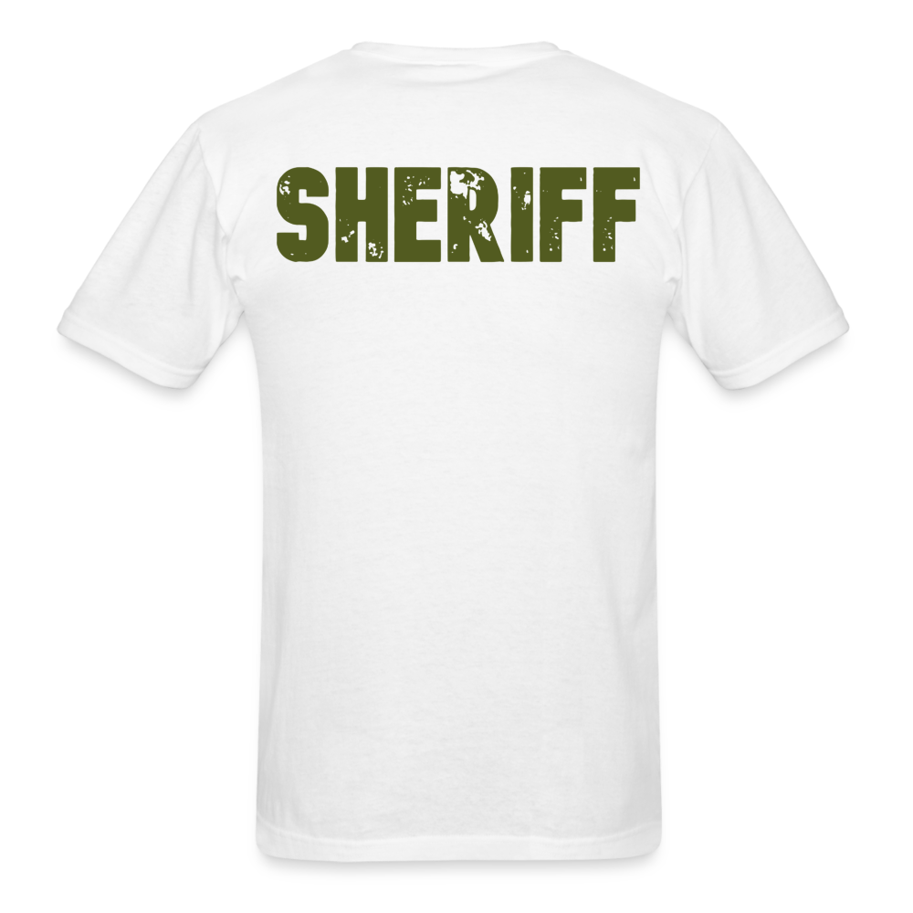 Unisex Classic T-Shirt - Sheriff Front & Back - OD Green - white