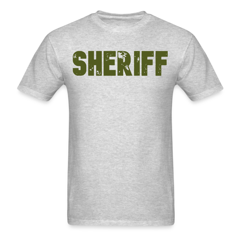 Unisex Classic T-Shirt - Sheriff Front & Back - OD Green - heather gray