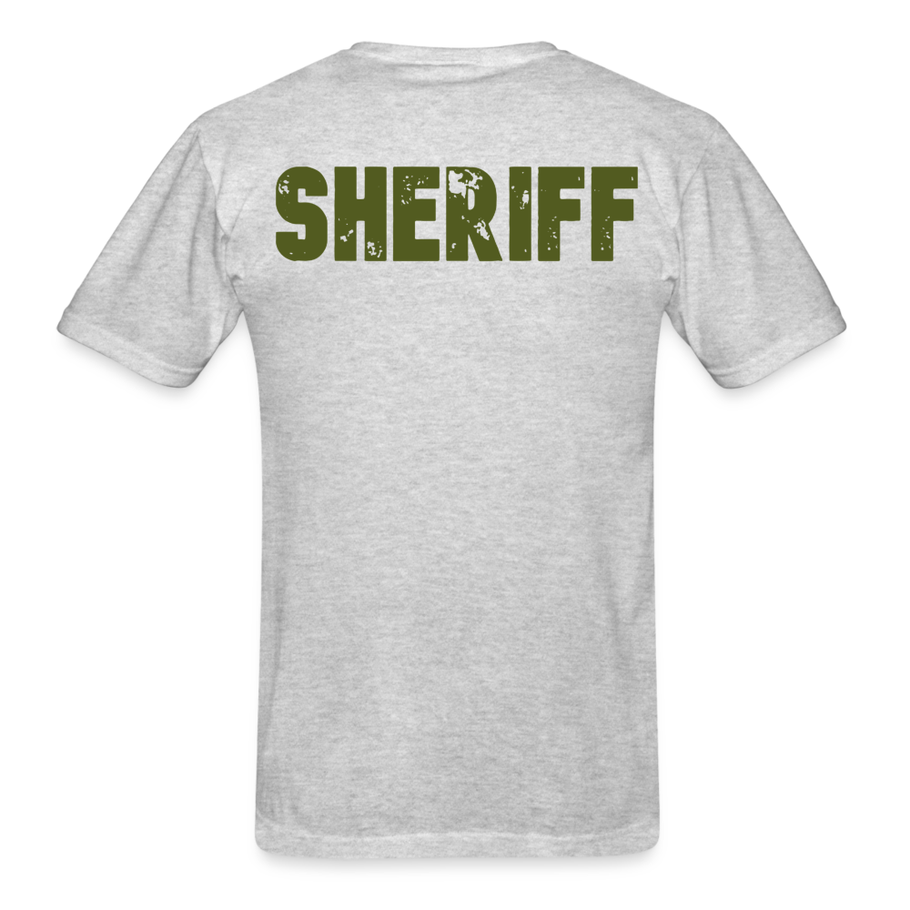 Unisex Classic T-Shirt - Sheriff Front & Back - OD Green - heather gray