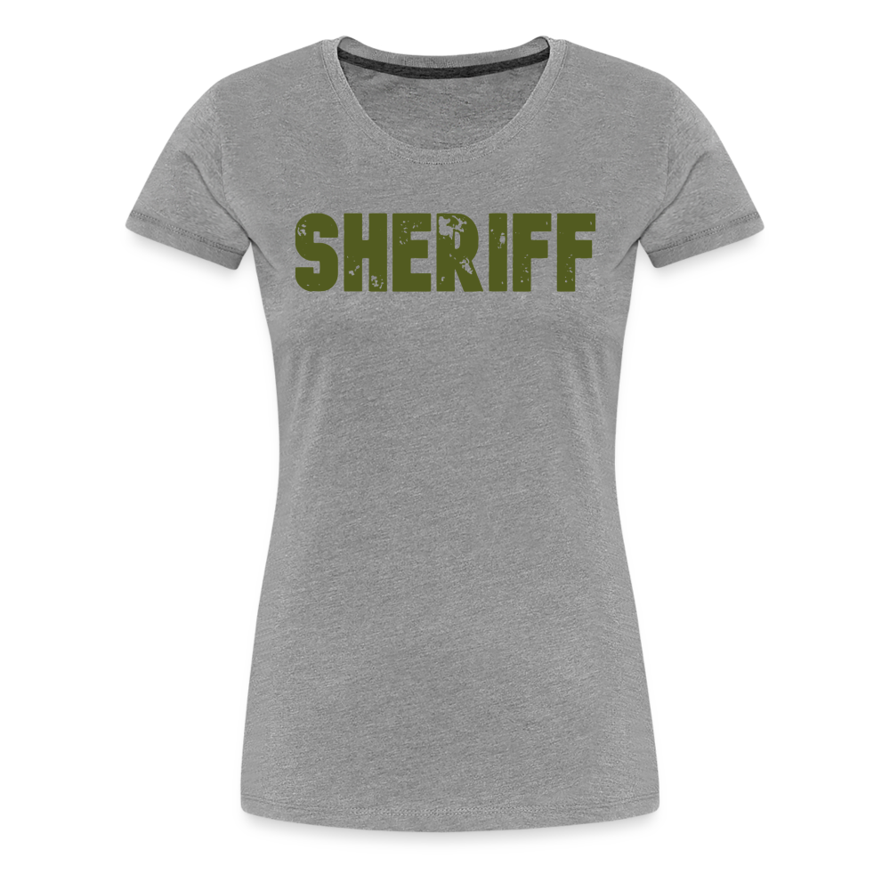Women’s Premium T-Shirt - Sheriff Front & Back - OD Green - heather gray
