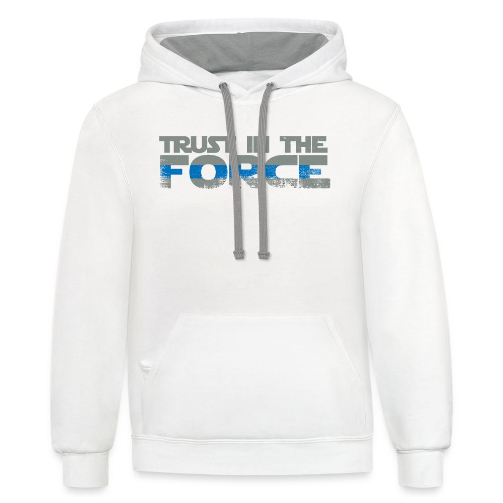 Contrast Hoodie - Trust the Force - white/gray