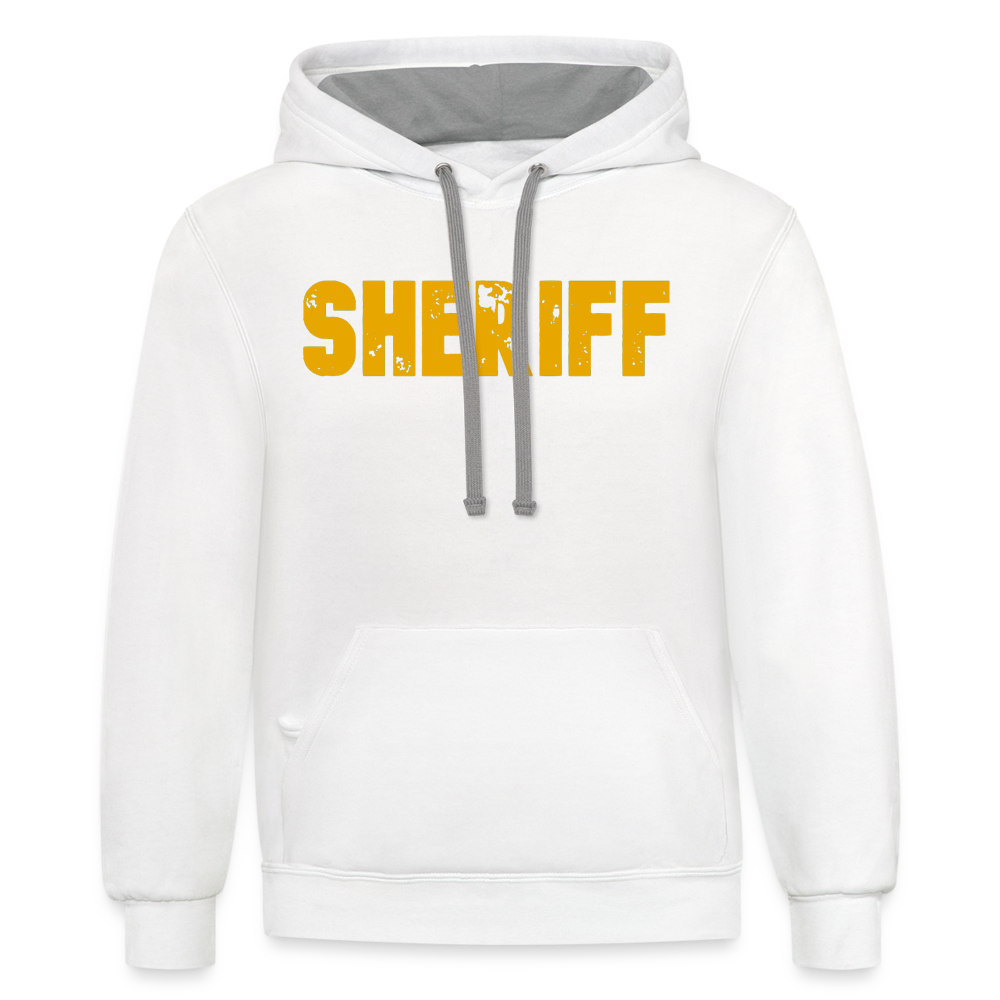 Contrast Hoodie - Sheriff Front and Back - white/gray
