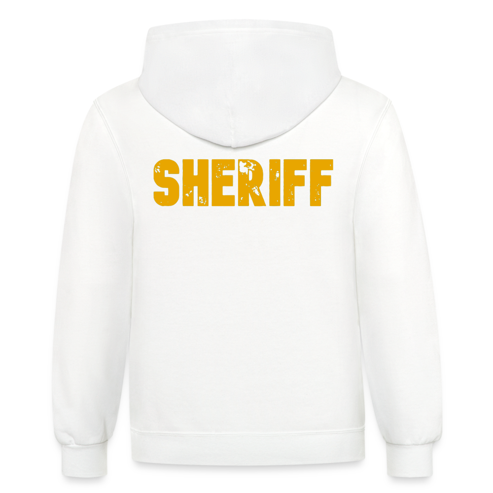 Contrast Hoodie - Sheriff Front and Back - white/gray
