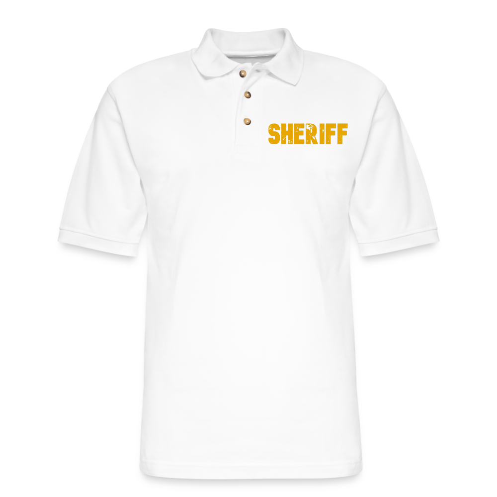Men's Pique Polo Shirt - Sheriff Front and Back - white