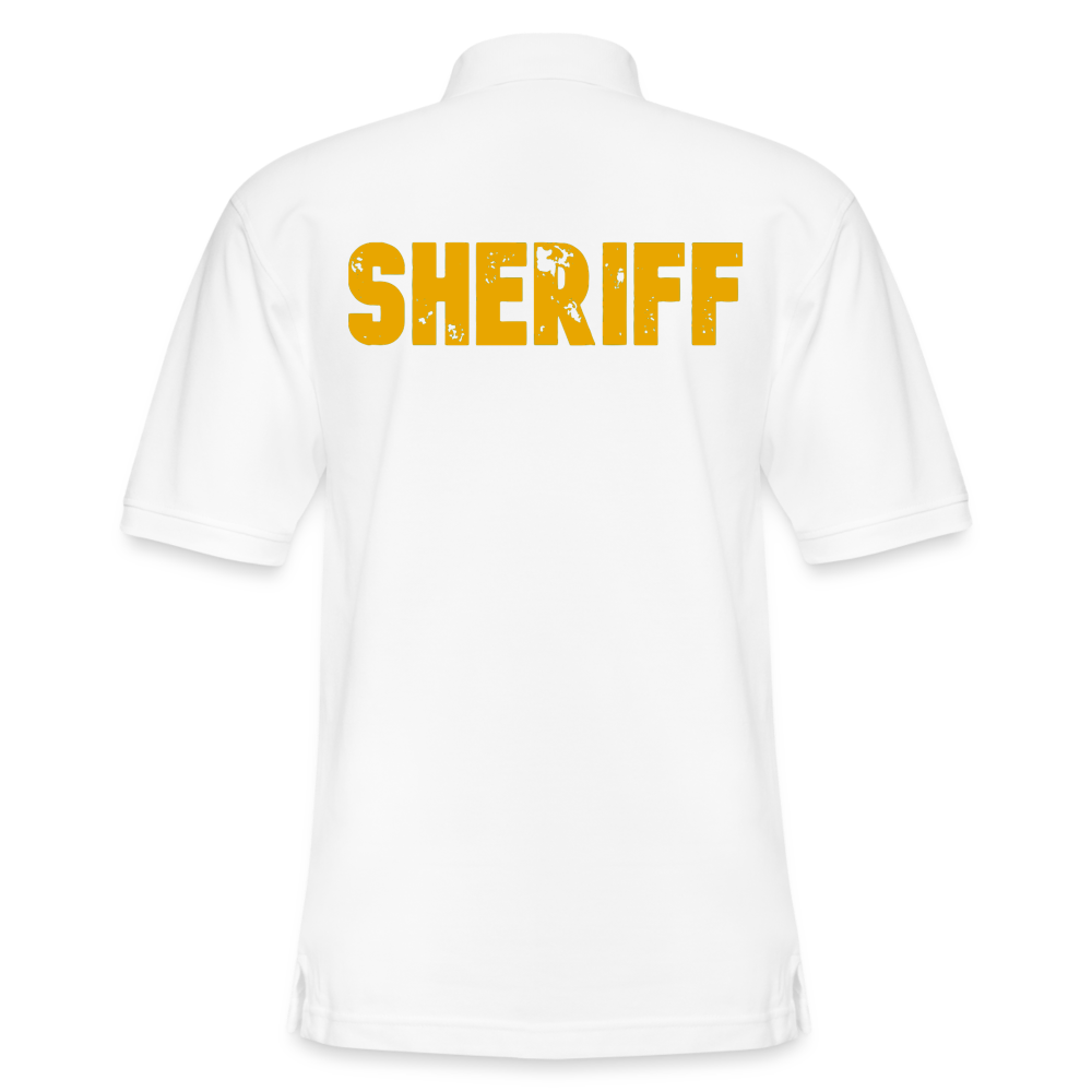 Men's Pique Polo Shirt - Sheriff Front and Back - white
