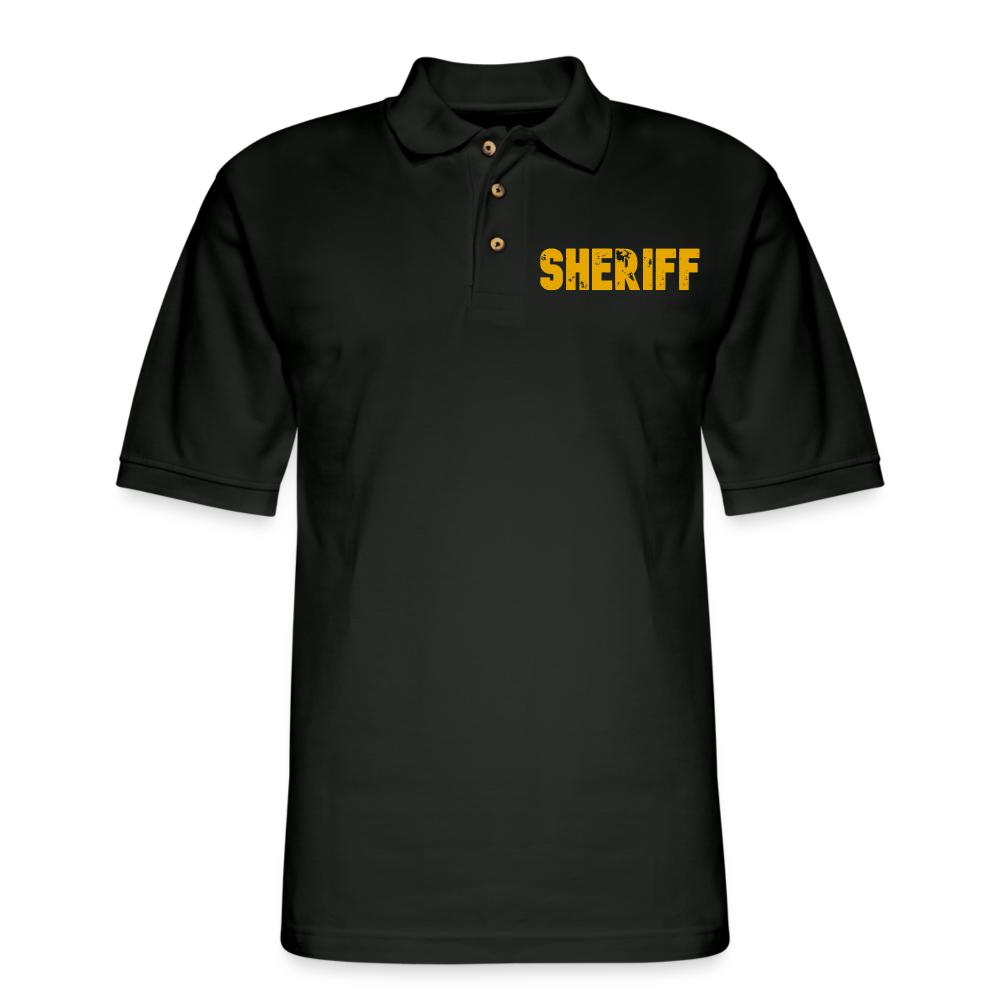 Men's Pique Polo Shirt - Sheriff Front and Back - black