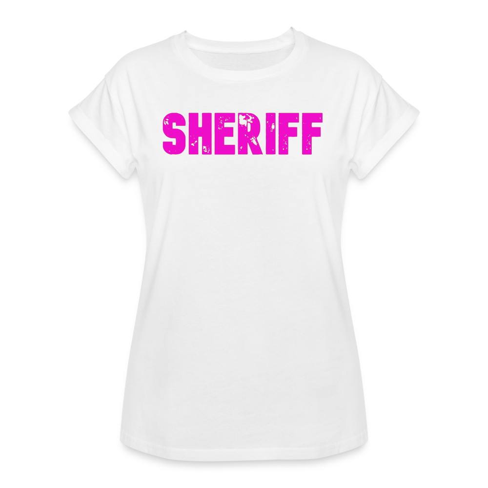 Women's Relaxed Fit T-Shirt - Sheriff- Pink - white