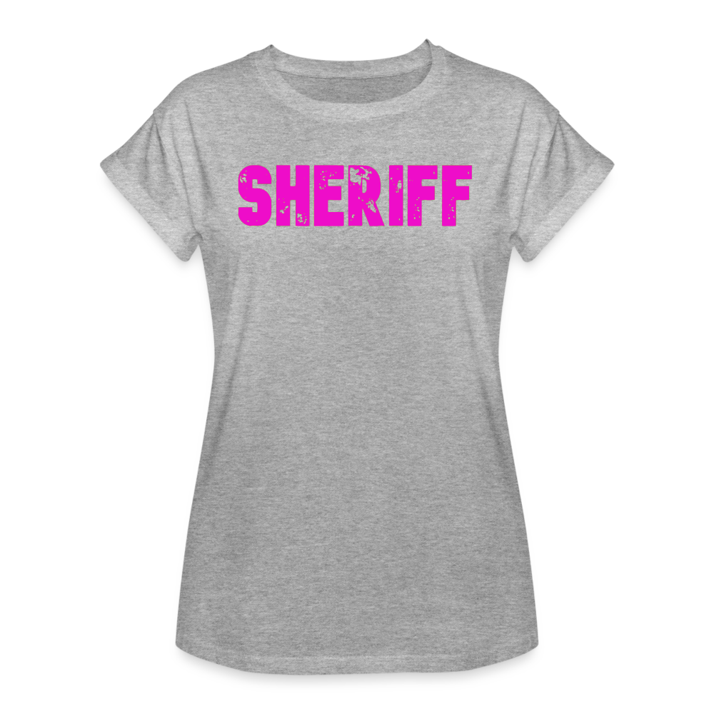 Women's Relaxed Fit T-Shirt - Sheriff- Pink - heather gray