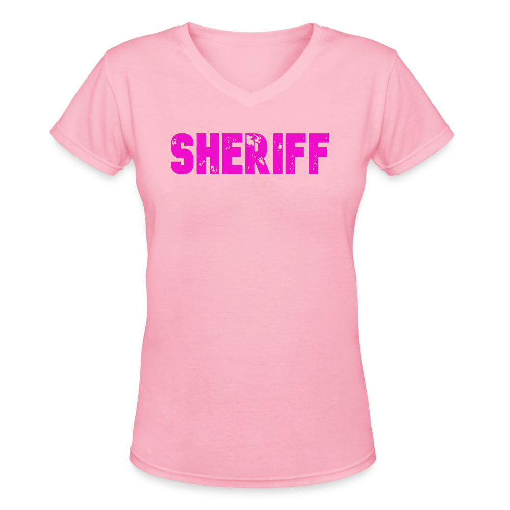 Women's V-Neck T-Shirt - Sheriff- Pink - pink