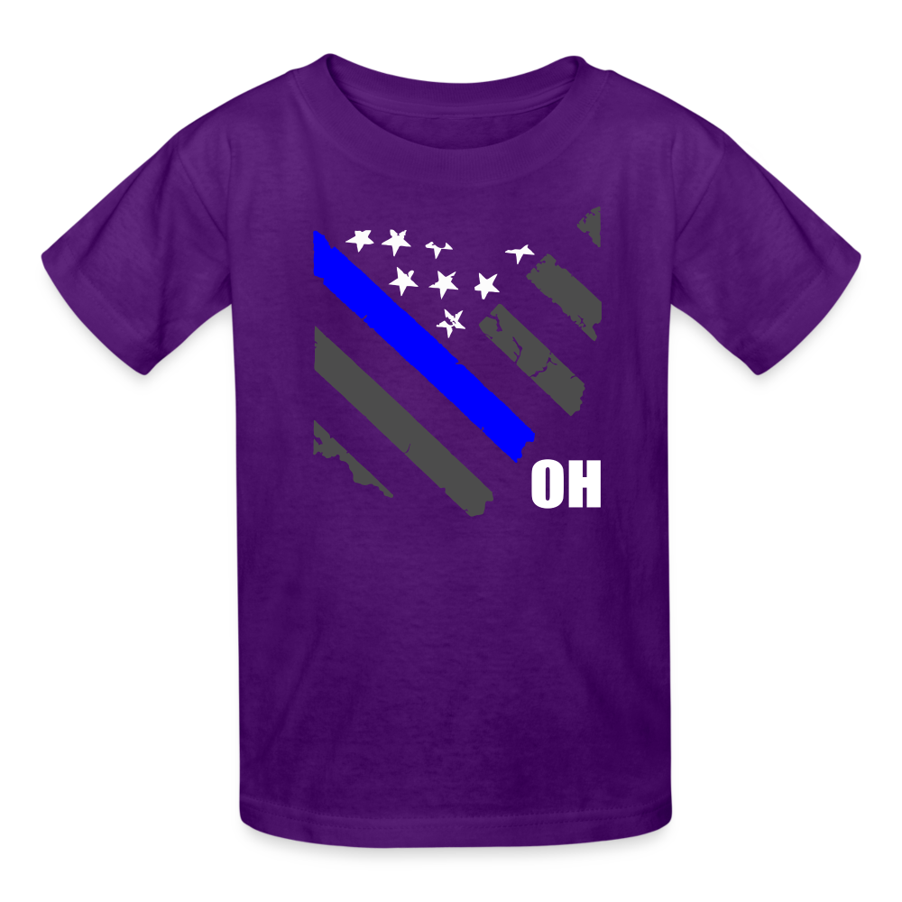 Kids' T-Shirt - Ohio Thin Blue Line - purple