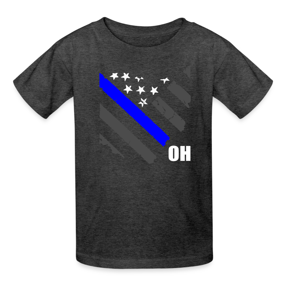 Kids' T-Shirt - Ohio Thin Blue Line - heather black