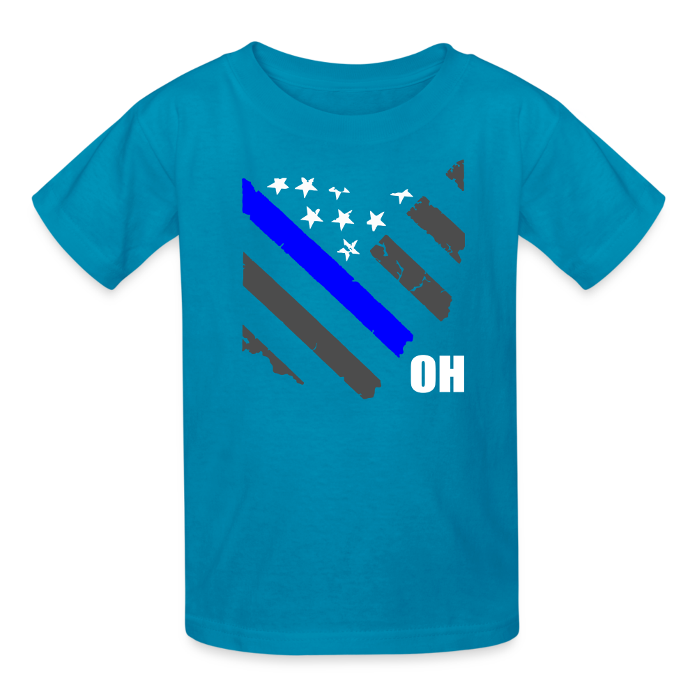 Kids' T-Shirt - Ohio Thin Blue Line - turquoise