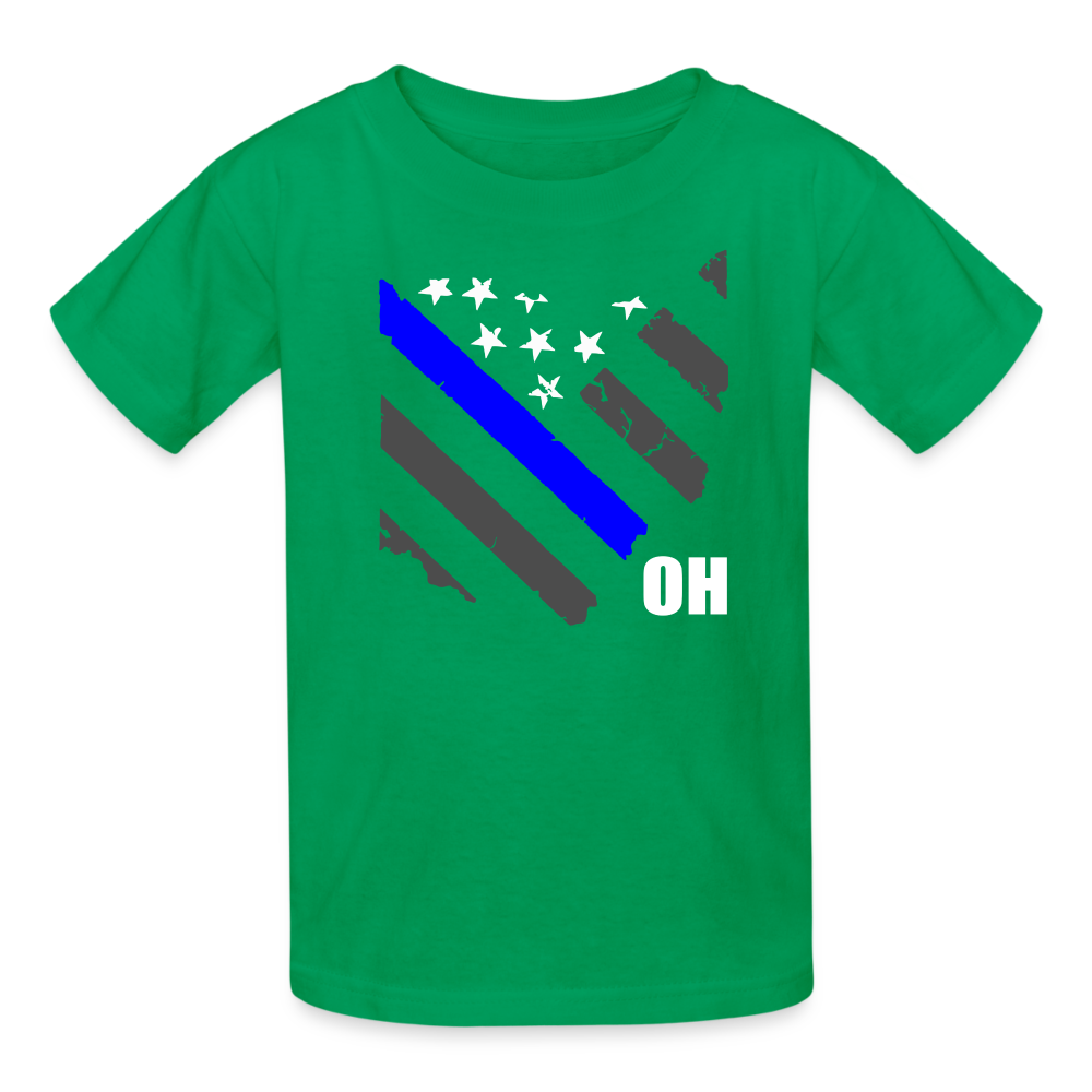 Kids' T-Shirt - Ohio Thin Blue Line - kelly green