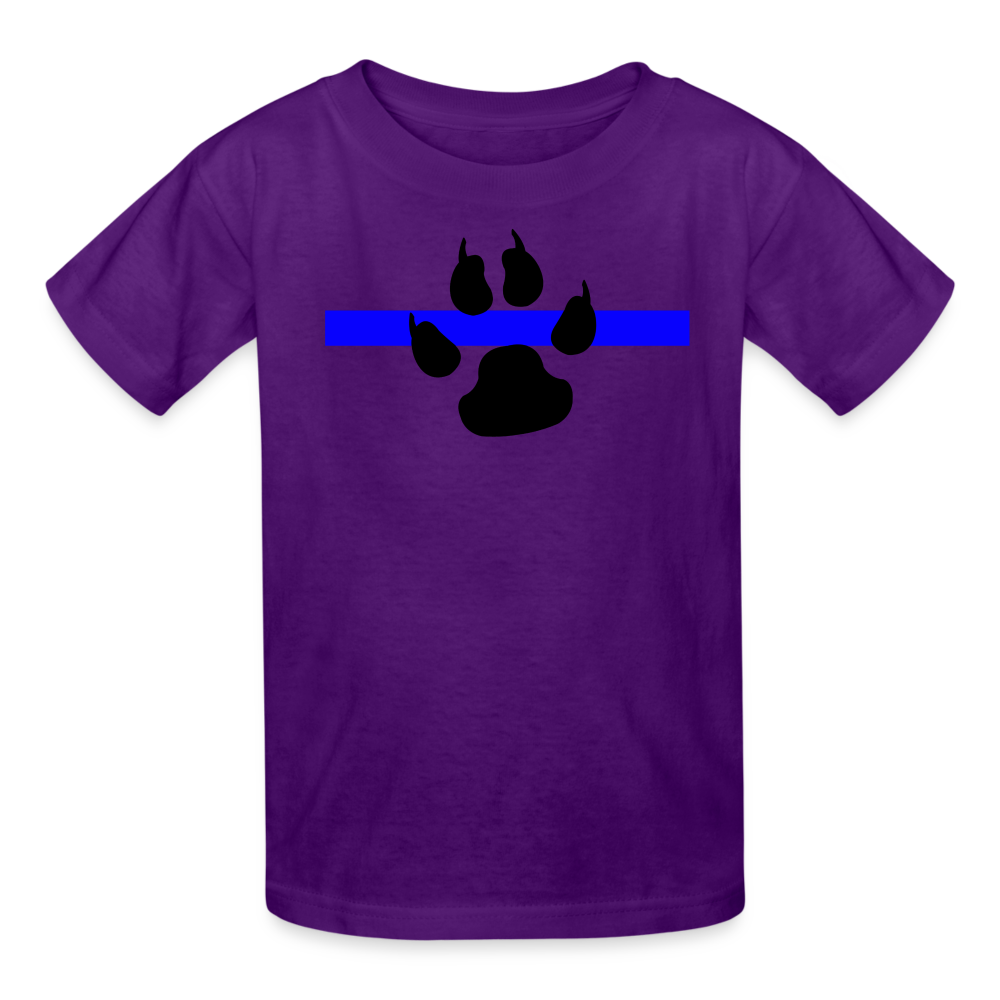 Kids' T-Shirt - Thin Blue Line K-9 Paw - purple