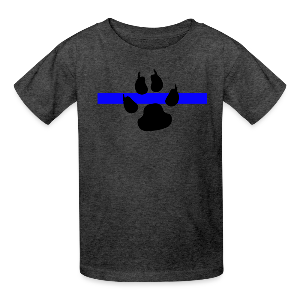 Kids' T-Shirt - Thin Blue Line K-9 Paw - heather black