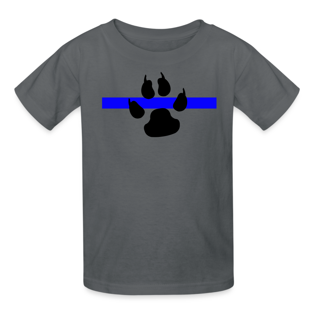 Kids' T-Shirt - Thin Blue Line K-9 Paw - charcoal