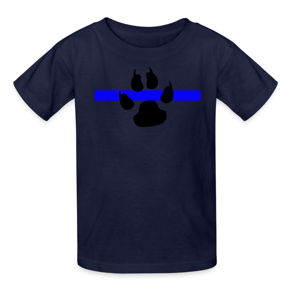 Kids' T-Shirt - Thin Blue Line K-9 Paw - navy