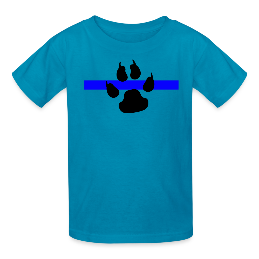 Kids' T-Shirt - Thin Blue Line K-9 Paw - turquoise