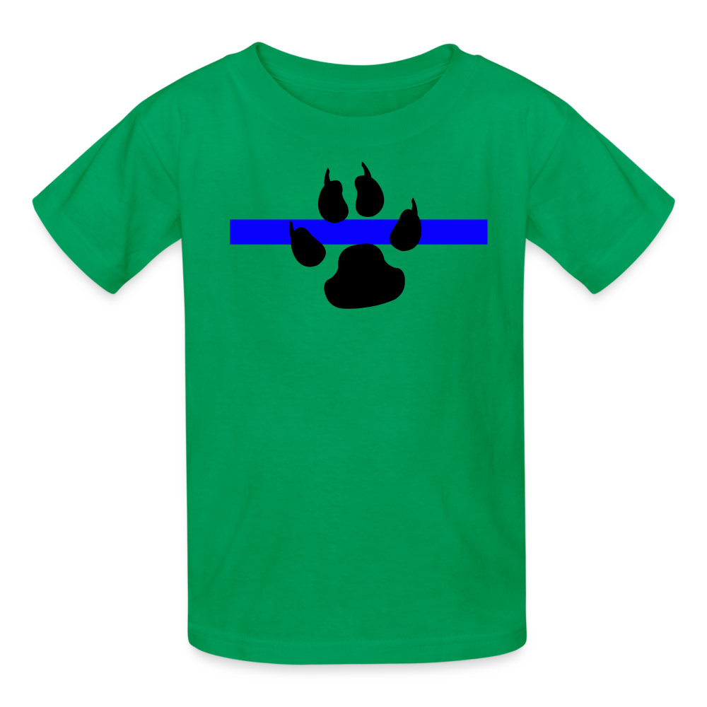 Kids' T-Shirt - Thin Blue Line K-9 Paw - kelly green
