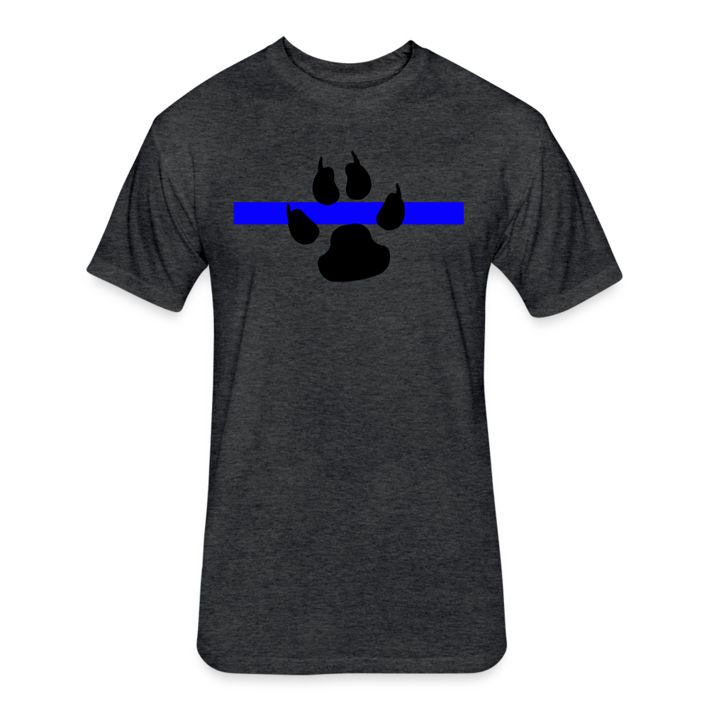 Unisex Poly/Cotton/ T-Shirt by Next Level - Thin Blue Line K-9 Paw - heather black