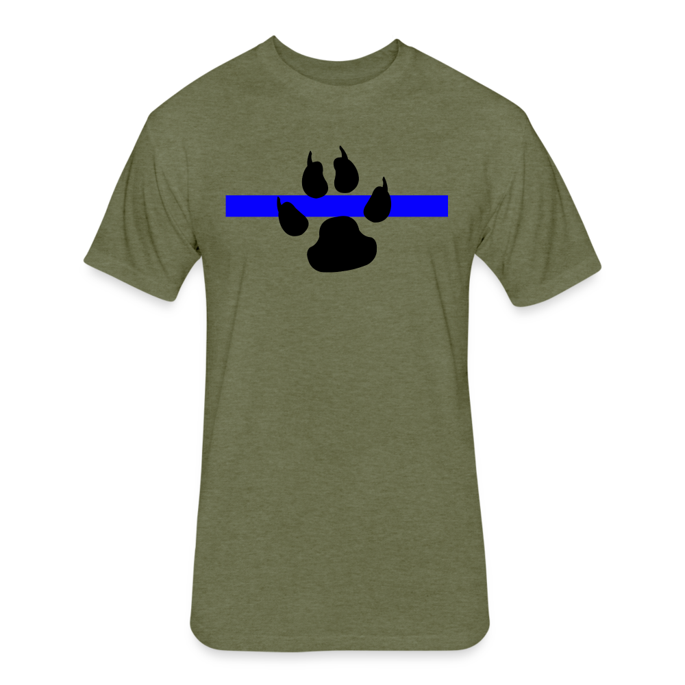 Unisex Poly/Cotton/ T-Shirt by Next Level - Thin Blue Line K-9 Paw - heather military green