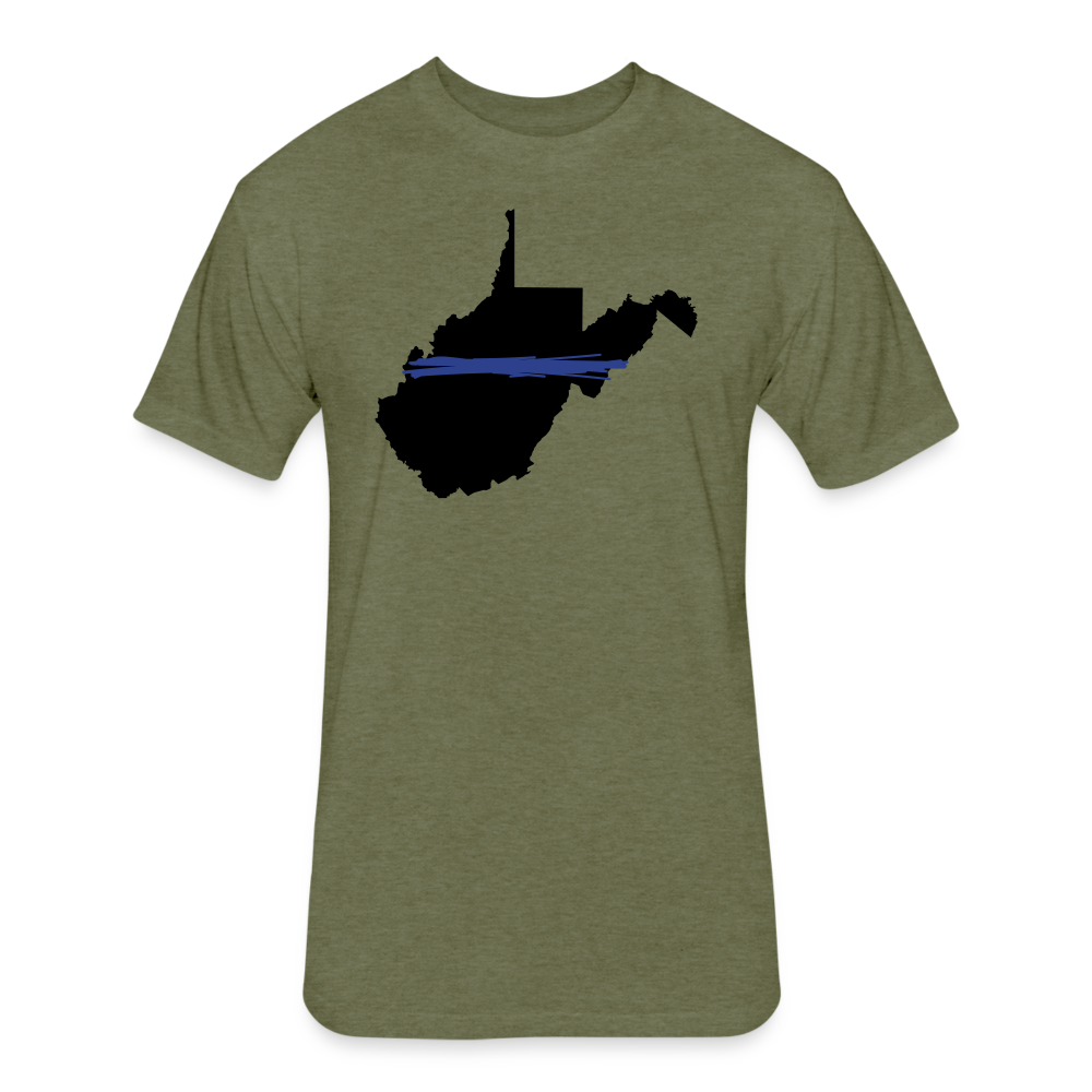 Unisex Poly.Cotton T-Shirt by Next Level - West Virginia Thin Blue Line - heather military green