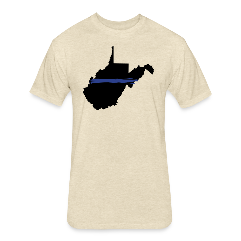 Unisex Poly.Cotton T-Shirt by Next Level - West Virginia Thin Blue Line - heather cream
