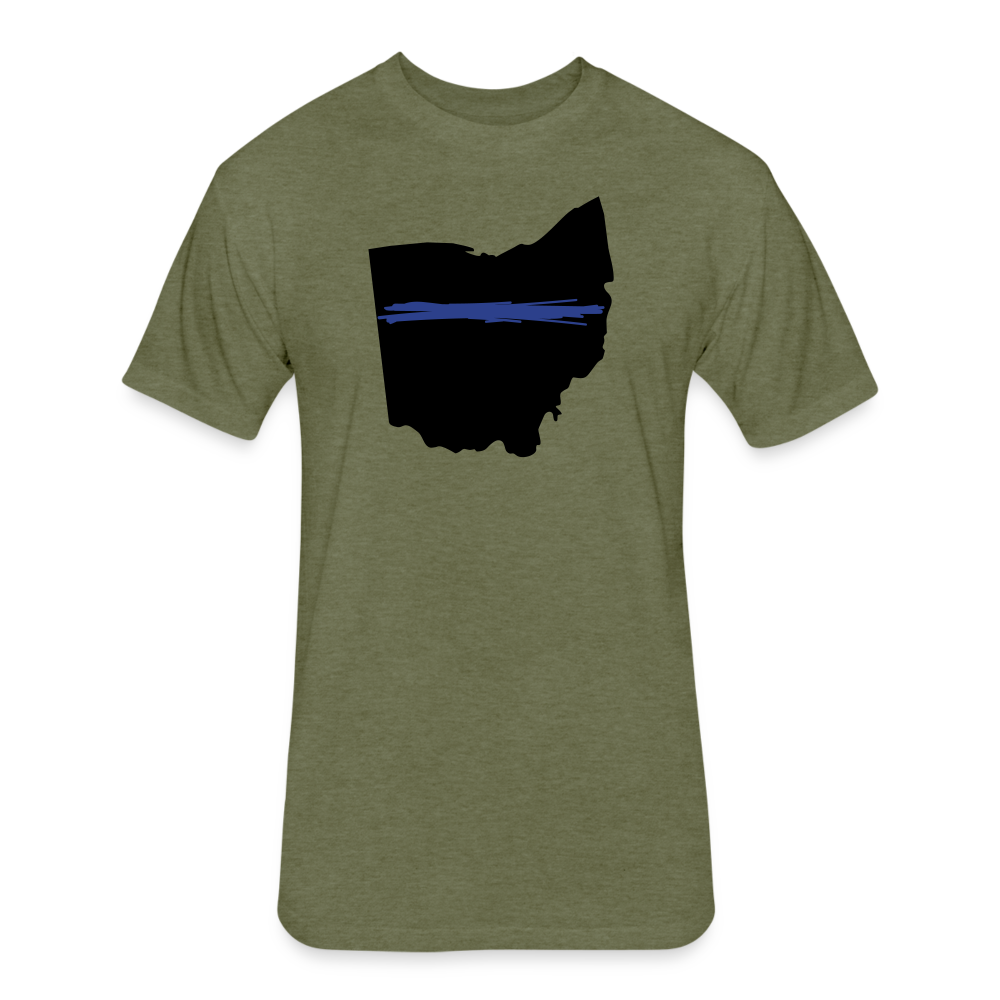 Unisex Poly/Cotton T-Shirt by Next Level - Ohio Thin Blue Line - heather military green