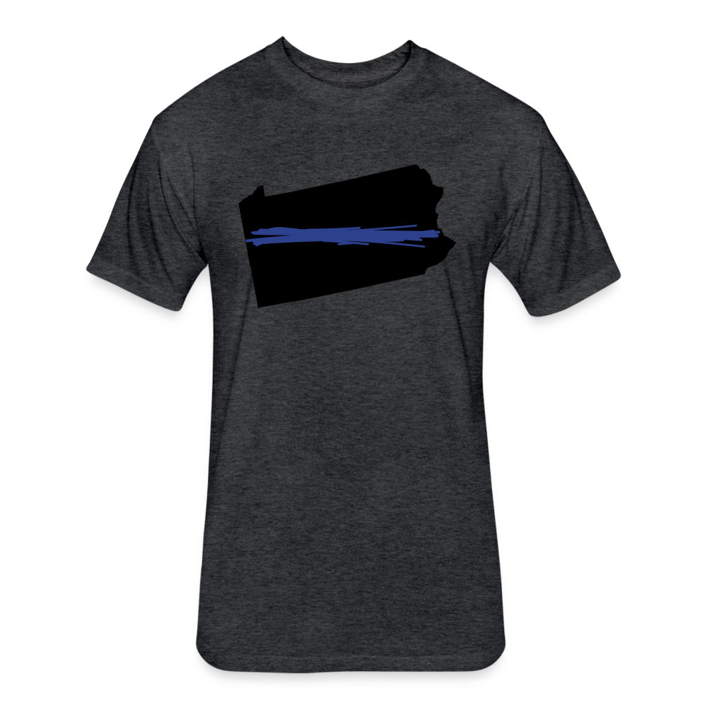 Unisex Poly.Cotton T-Shirt by Next Level - PA Thin Blue Line - heather black