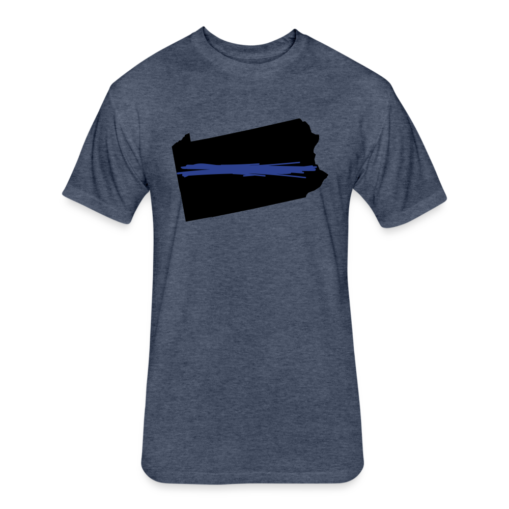 Unisex Poly.Cotton T-Shirt by Next Level - PA Thin Blue Line - heather navy