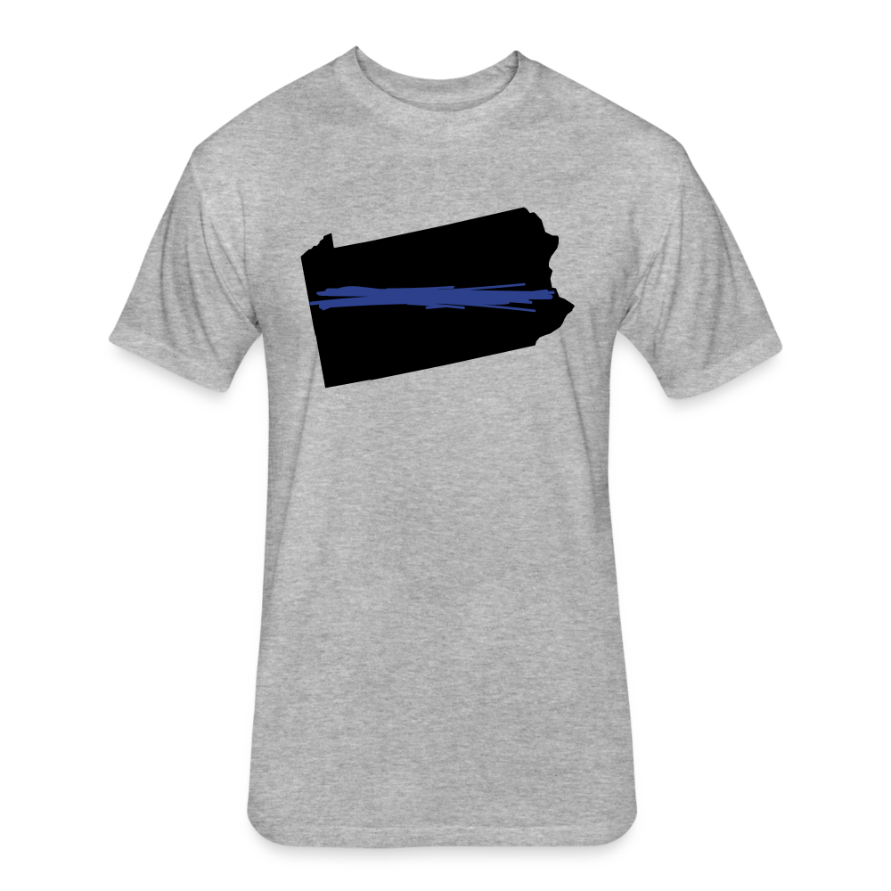 Unisex Poly.Cotton T-Shirt by Next Level - PA Thin Blue Line - heather gray