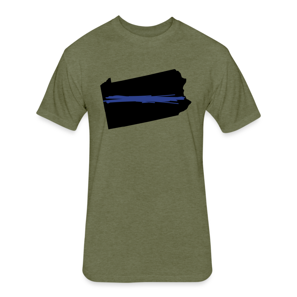Unisex Poly.Cotton T-Shirt by Next Level - PA Thin Blue Line - heather military green