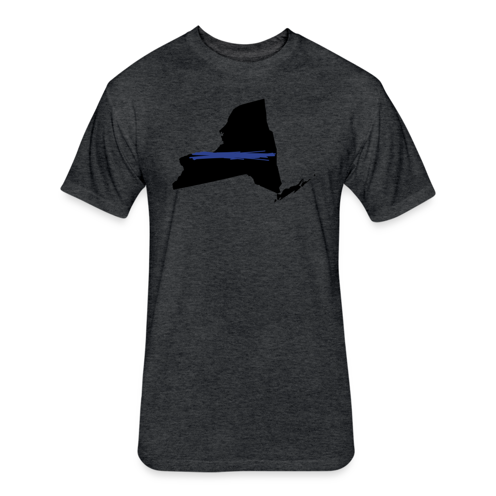 Unisex Poly/Cotton T-Shirt by Next Level - New York Thin Blue Line - heather black