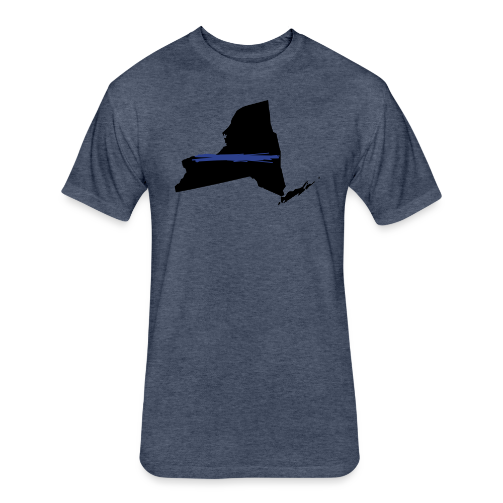Unisex Poly/Cotton T-Shirt by Next Level - New York Thin Blue Line - heather navy
