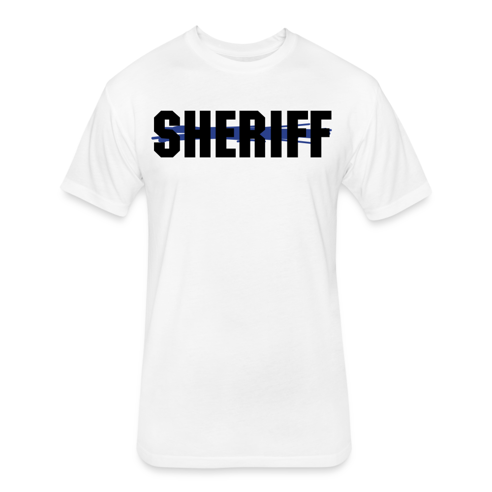 Unisex Poly/Cotton T-Shirt by Next Level - Sheriff Blue Line - white