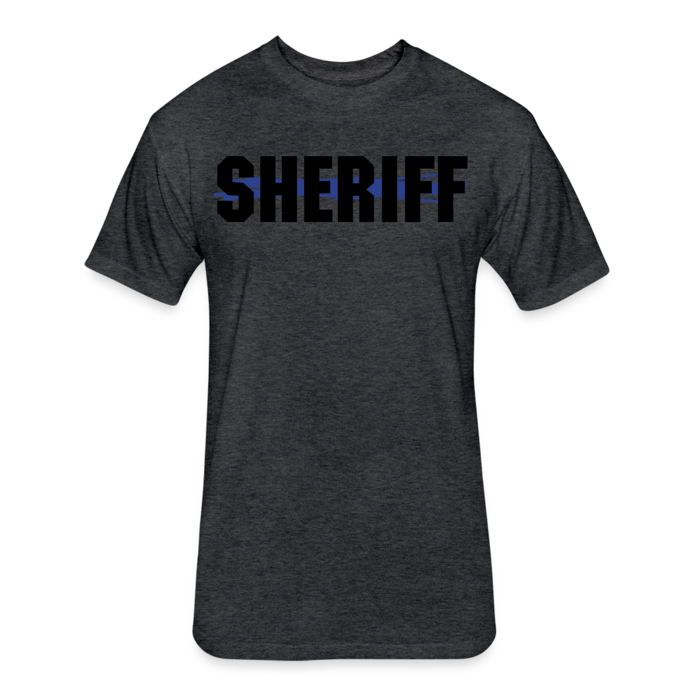 Unisex Poly/Cotton T-Shirt by Next Level - Sheriff Blue Line - heather black