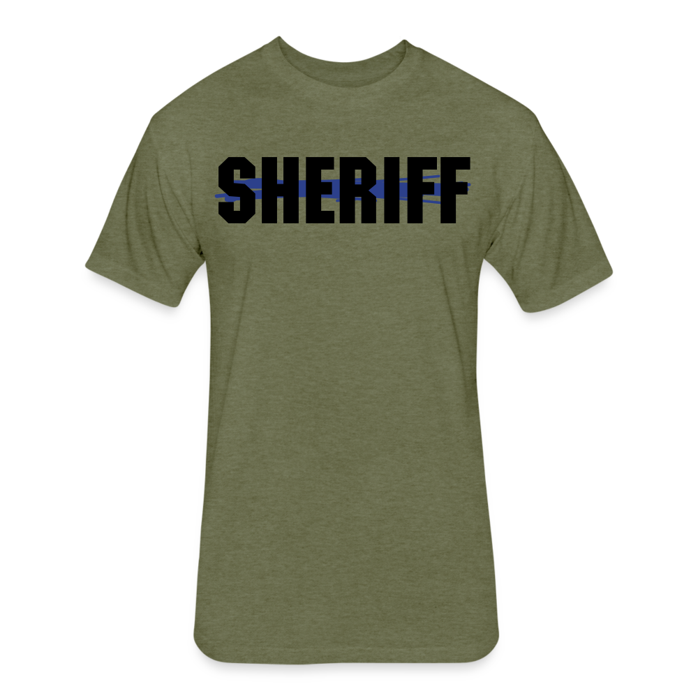 Unisex Poly/Cotton T-Shirt by Next Level - Sheriff Blue Line - heather military green