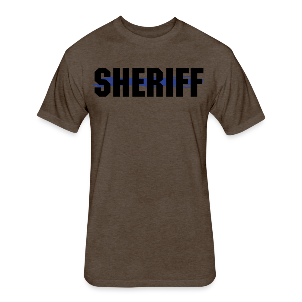 Unisex Poly/Cotton T-Shirt by Next Level - Sheriff Blue Line - heather espresso