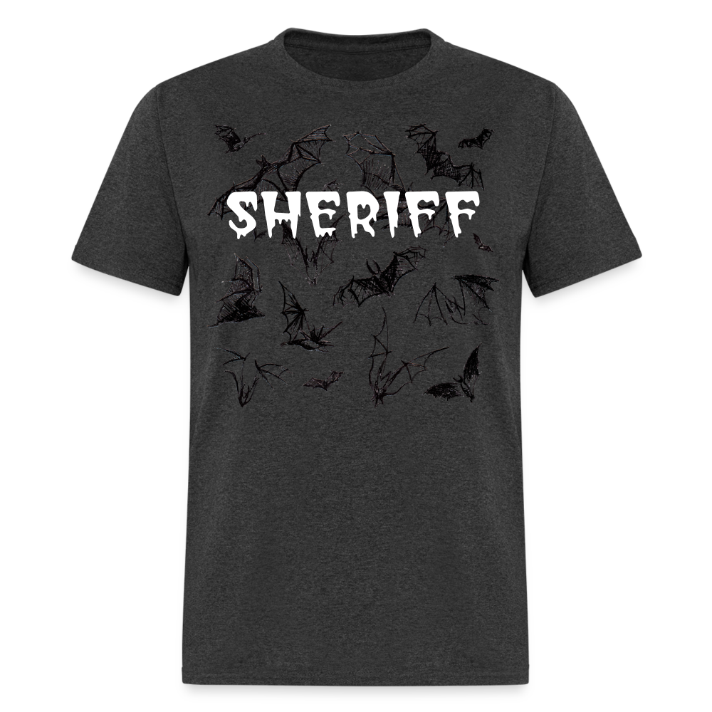 Unisex Classic T-Shirt - Halloween Sheriff Bats - White - heather black