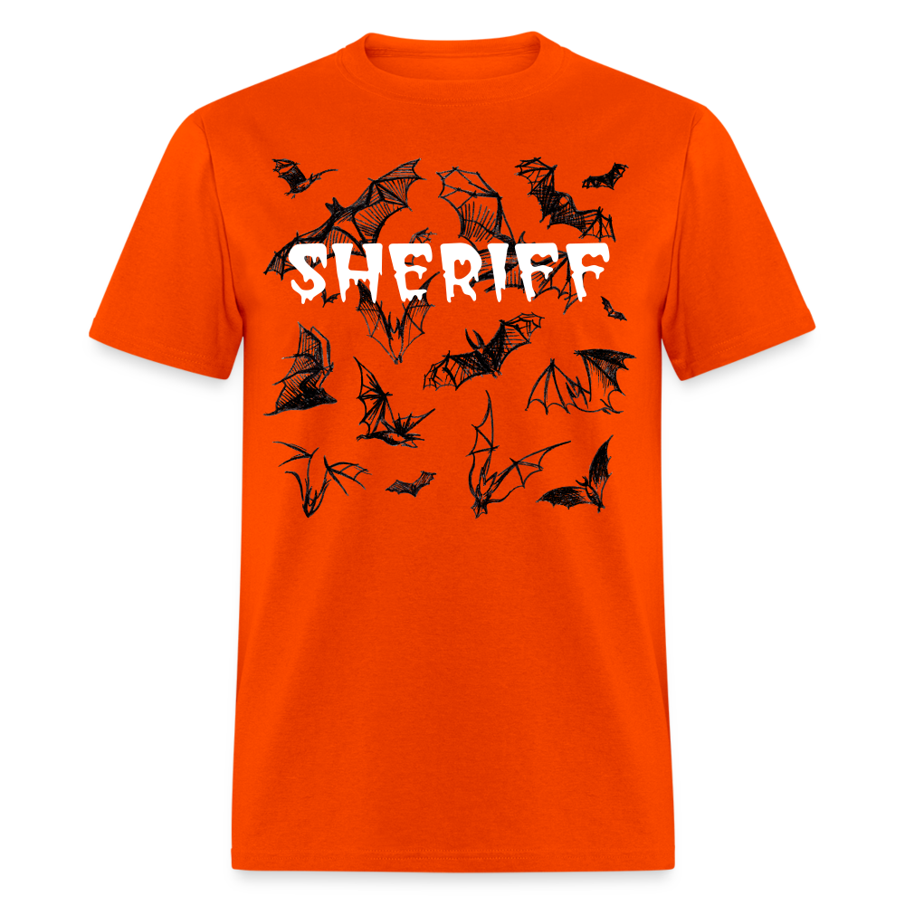 Unisex Classic T-Shirt - Halloween Sheriff Bats - White - orange