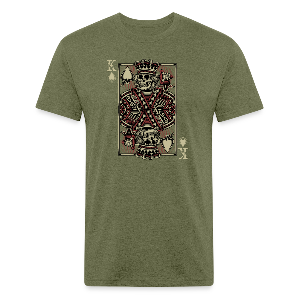 Unisex Poly/Cotton T-Shirt by Next Level - King of Hearts Skelton - heather military green