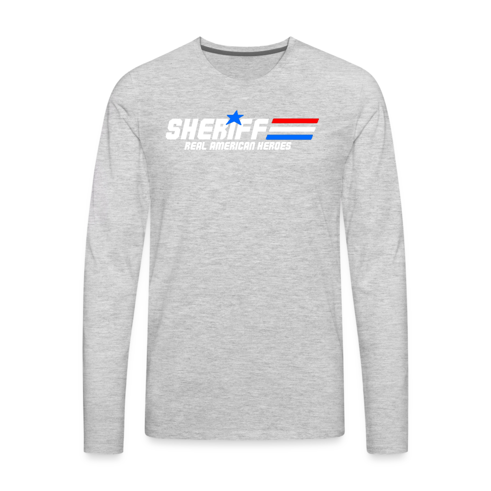 Men's Premium Long Sleeve T-Shirt - Sheriff "Real American Heroes" - heather gray
