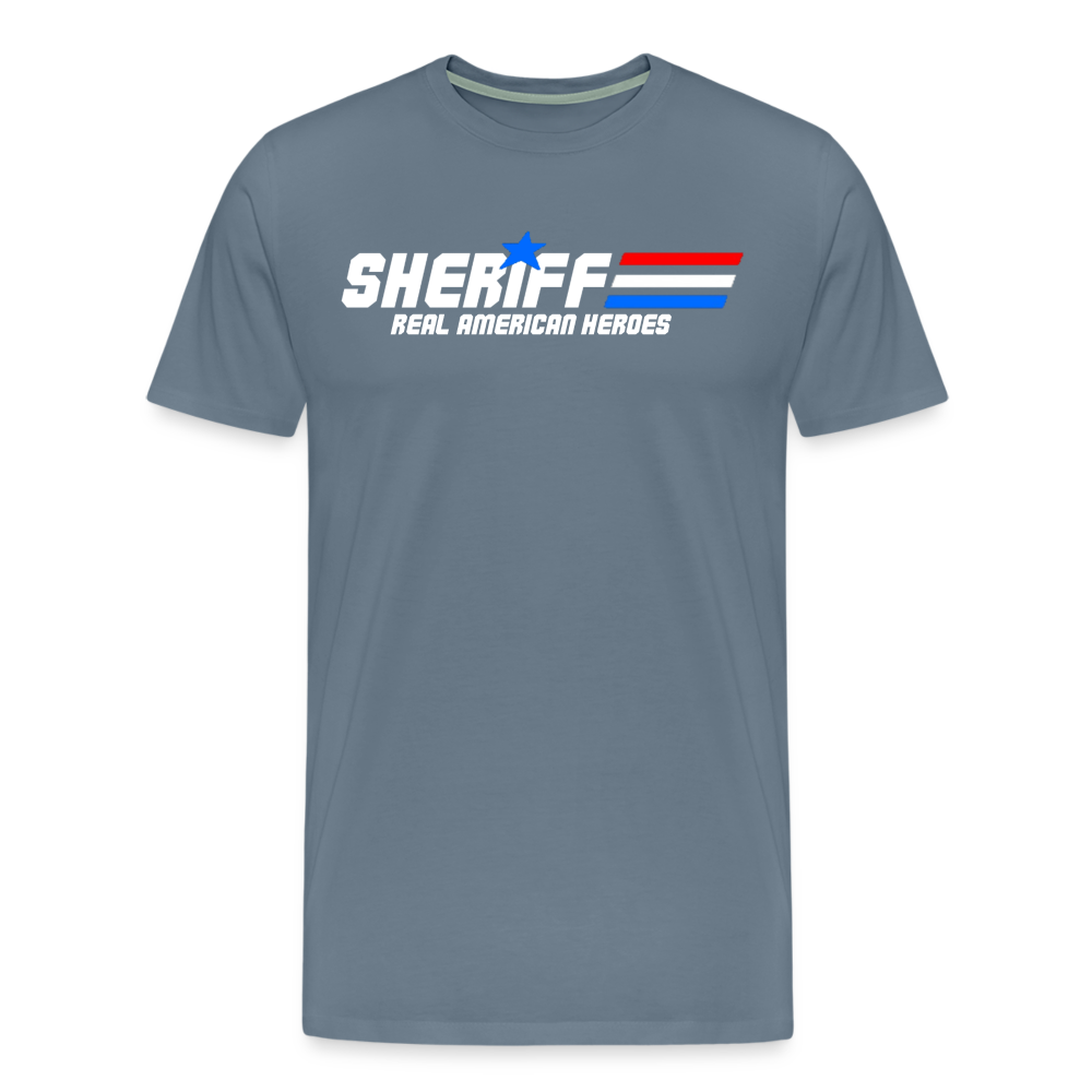 Men's Premium T-Shirt - Sheriff "Real American Heroes" - steel blue